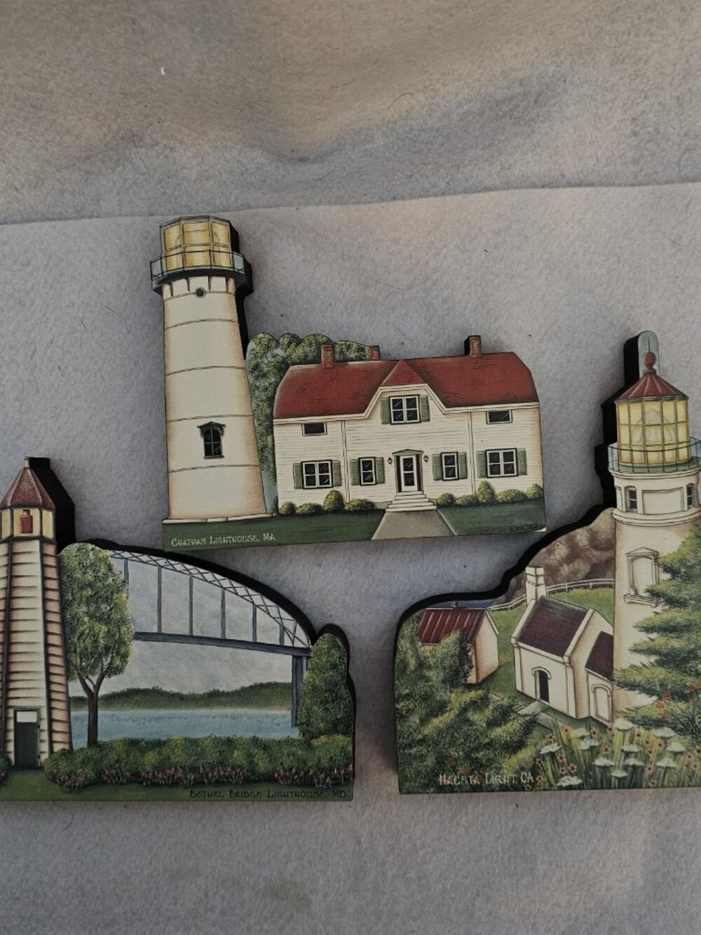 Lot Of 3 Brandywine Woodcrafts Lighthouse Shelf Sitters Collectible Signed Vtg